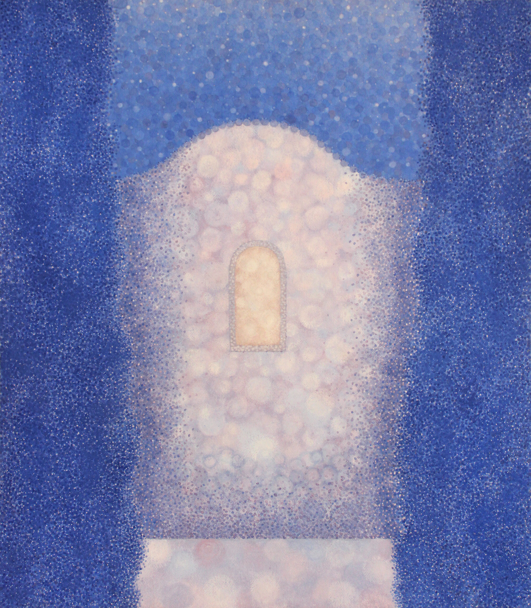 Abstrakti sininen maalaus, pyöristetyt muodot